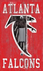 Atlanta Falcons NFL Football Red Black Distressed Image Light Switch Plate Cover - Imagen 1 de 31