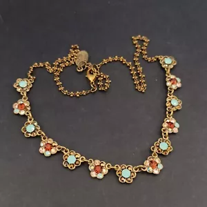 Michal Negrin Necklace Ice Blue Brown Crystals Cocktail Delicate Romantic Boho - Picture 1 of 16
