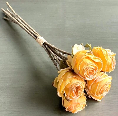 Paquete de 6 flores artificiales de imitación de mandarina púrpura ramo de rosas secas vintage Foto 1 de 4