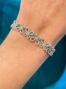 4 Ct Round Lab-Created Diamond Butterfly Tennis Bracelet 14K White Gold Finish - Picture 1 of 4