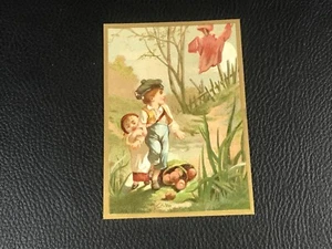 CHROMO CARD OUI IL EST LÀ EPOQUE 1880 90 - Foto 1 di 2