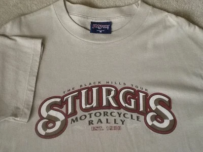 NEW! Mens Black Hills Tour STURGIS Motorcycle Rally Beige Short Sleeve T-Shirt M - Image 1 of 3