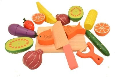 Juego de tabla de cortar y comida de madera Montessori - Juguete para niños Foto 1 de 4