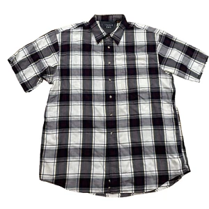 TRADER BAY Button Shirt Men XLT Purple Gray Plaid Outdoor Vintage Oxford XL Tall - Picture 1 of 20