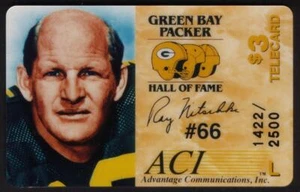 $3. Tarjeta telefónica Ray Nitschke (Green Bay Packer) USADA - Imagen 1 de 1