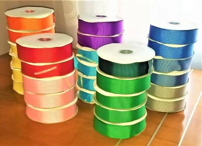 9 Color Grosgrain Ribbon 1.5" inch 5 Yards or More in one Color Choose from - Image 1 of 4