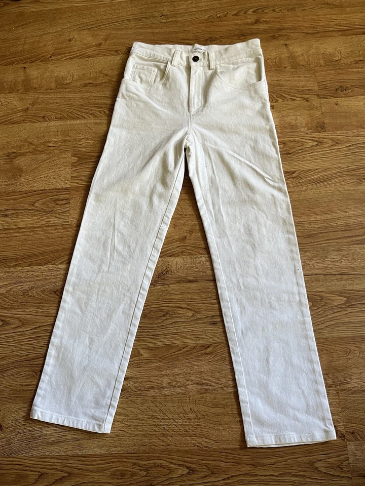 Pantalones de mezclilla EMERSON FRY blancos brillantes tiro alto pierna recta talla 2 Foto 1 de 4