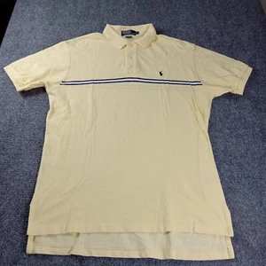 Polo Ralph Lauren Shirt Mens L Yellow Striped Polo Short Sleeve Pony Logo - Picture 1 of 10