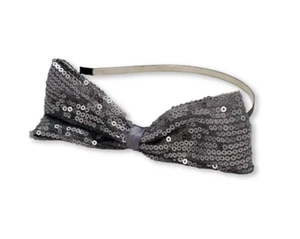 Mia Fashion Headband, Hair Accessory with Bow, Gunmetal Gray Sequins, U-Shaped - Picture 1 of 1