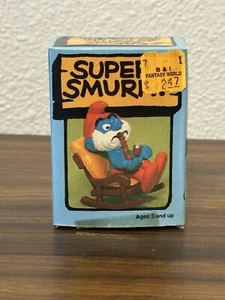 Vintage Schleich Super Schlumpf Schaukelstuhl 6736. Papa Schlumpf. Nagelneu, versiegelt. Rarität! - Bild 1 von 7