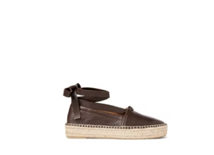 RALPH LAUREN Purple Label Perrie Deerskin Espadrille Brown 39 B or US 9 NIB - Picture 1 of 9