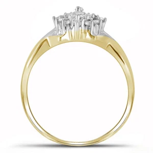 10kt Yellow Gold Womens Round Diamond Cluster Ring 1/4 Cttw - Picture 1 of 2