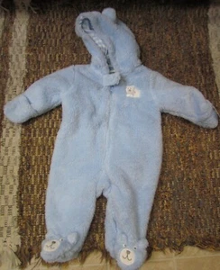 NWT Baby Boy Carter's Blue Fleece Polar Bear Hooded Snowsuit w/ Ears sz 3 months - Picture 1 of 7