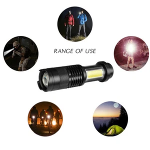 3800Lumens COB Led Flashlight Ultra Bright Zoomable Mini Torch Focus Light - Picture 1 of 12