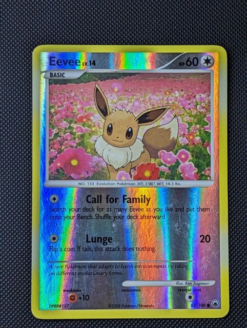 Pokemon Eevee Platinum Reverse Holo 62/100 TCG Card LP