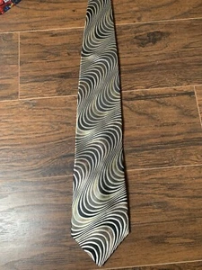 Rare vintage Antonio Vessi Gold/Gray/Black abstract soft silk tie 57.5x3.2 - Picture 1 of 3