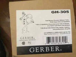 Gerber GH - 305 Tub and Shower Faucet Rough In Valve Assembly NEW - Picture 1 of 1