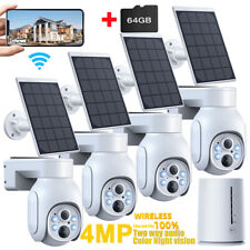 2/3/4PC 4MP PTZ Solar Wireless Battery Power Security Camera System Outdoor Lot
