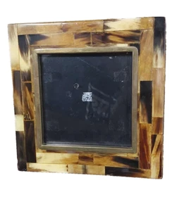 vintage decorative art deco bull's horn and bronze Picture Frame - Picture 1 of 5