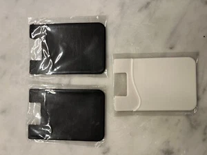 3 Black/White Pocket Cell Phone Credit Card Holder Wallet Sticker Adhesive - Picture 1 of 4