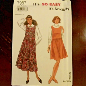 Simplicity 7987 Size A Misses Jumper Dress Sewing Pattern UNCUT 1992 - Picture 1 of 5