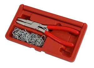 Hog Ring Plier Set With 100 Hog Rings Upholstery Seat Cover Trim Fitting Tool - Picture 1 of 2