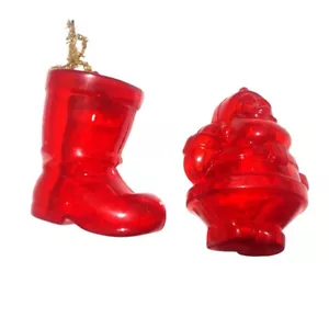 Babbo Natale e Stivali Vintage Plastica Rossa Ornamenti Natalizi Sorpresa Interno Trasparente Regalo - Foto 1 di 4