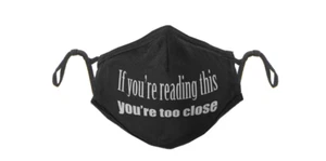Du bist zu nah.. Expressions schwarze Gesichtsmaske mit PM2,5 Filtertasche wiederverwendbar - Bild 1 von 1
