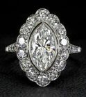 Brilliant 2ct Marquise Simulated Diamond Halo Engagement Ring White Gold Plated