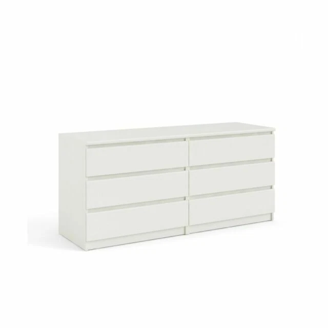 Tvilum 7029648 Scottsdale 6 Drawer Double Dresser - White Wood Grain