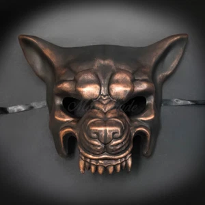 Máscara de mascarada de animal lobo, máscara de mascarada para hombre, máscara de bola negra de cobre - Imagen 1 de 4