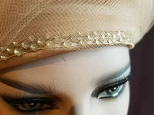 antique vintage hat tulle rhinestones wrap / turban1930 GWEN PENNINGTON NY - Picture 1 of 11