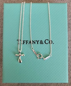 Tiffany & Co. Elsa Peretti - 15 mm Kreuz Anhänger 925 Silber Halskette + Box - Bild 1 von 3