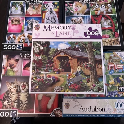 Insta Paws  Jigsaw Puzzle 500 Pc Master Pieces. Lot Of 5  2 1000  3-500 Pc - Image 1 of 4