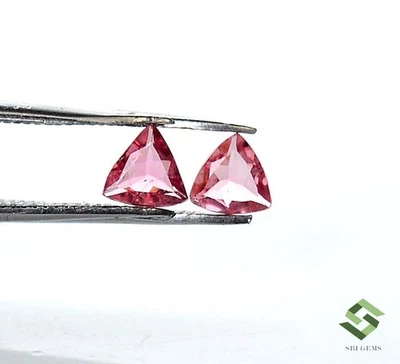 5x5 mm Natural Pink Tourmaline Trillion Cut Pair 0.60 CTS Loose Certified Gems - Image 1 of 4