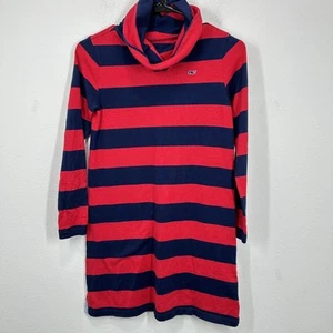Vineyard Vines Girls Size Large 14 Red Navy Striped Cowl Neck Sweater Dress - Picture 1 of 6