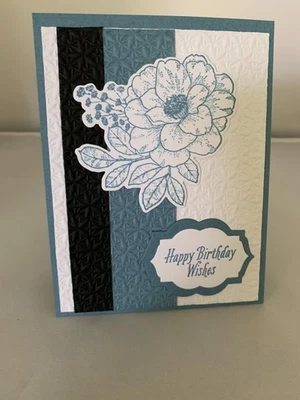 Juego de 4 tarjetas de "Feliz Cumpleaños" #21a - Azul Boho Foto 1 de 2