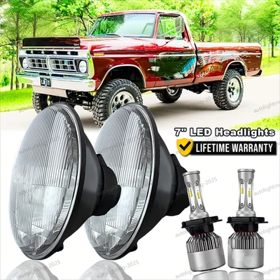 Faro LED redondo alto/bajo para camioneta Ford F-100 F-250 F-350 1953-1977 7" pulgadas Foto 1 de 4