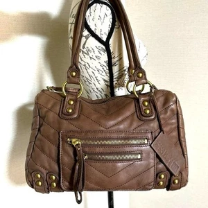 LINEA PELLE COLLECTION Shoulder Bag Handbag Purse Leather in Brown USED Fr Japan - Picture 1 of 16