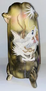Nippon Japanese Handled Footed Moriage Raised Painted Dragon Vase 15” Vintage - Picture 1 of 15