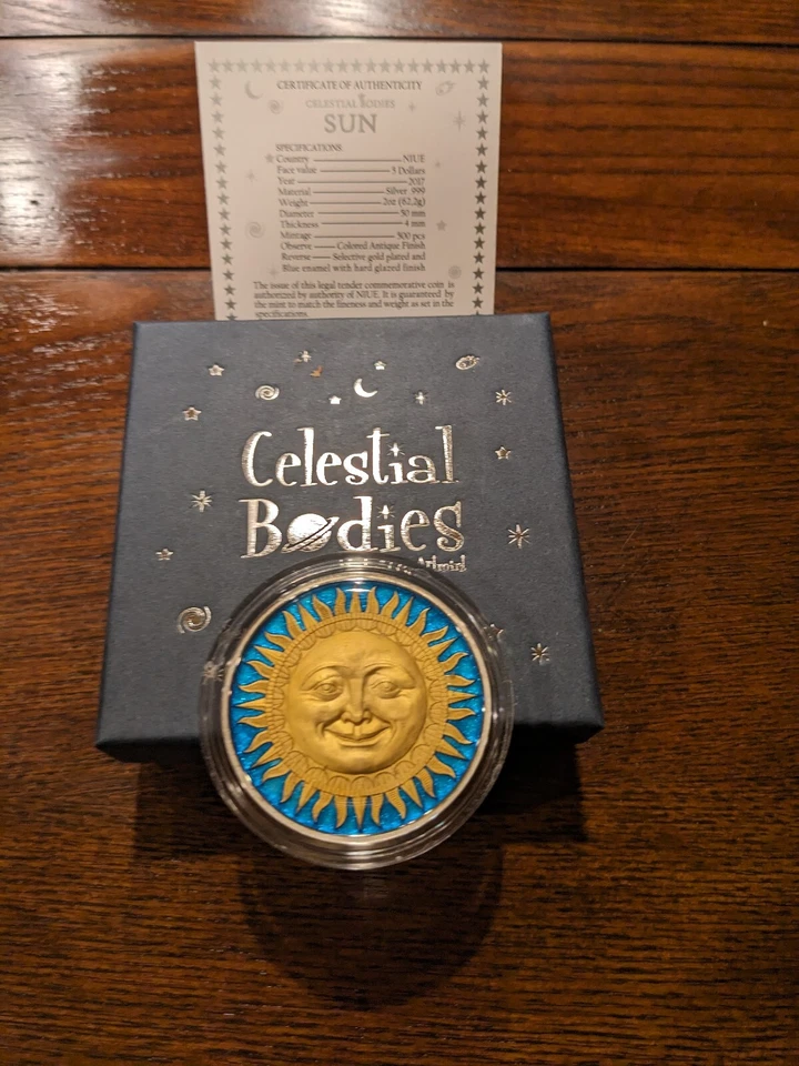 纽埃 2017 年 5 美元 - 天体 - 太阳 - 2 盎司 999 银 - 表面处理令人惊叹 — 第 1/1 张图片