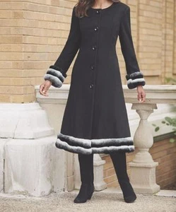 Women's Church Outerwear Winter Black Chinchilla Fur jacket Coat size XL 1X$380 - Picture 1 of 5
