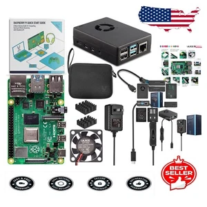 Heavy-Duty Raspberry Pi 4 Kit: 4GB RAM, Aluminum Case & USB-C Power Supply - Picture 1 of 11