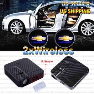 2 Bulbs Wireless Chevrolet Ghost Shadow Laser Logo LED Light Courtesy Door Step - Picture 1 of 5