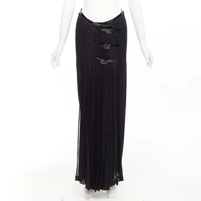 JEAN PAUL GAULTIER MUJER Falda plisada vintage negra detalle hebilla bondage IT40 S Foto 1 de 4