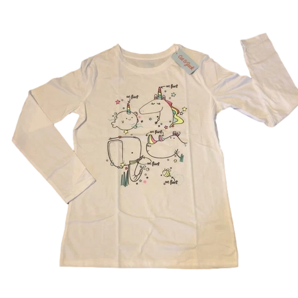 Girls' Long Sleeve On Point Graphic T-Shirt - Cat & Jack White XL (14/16) NWT - Image 1 of 1
