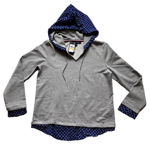 New Womens Tommy Hilfiger Jersey Knit Hooded Sweatshirt Size M Heather Grey - Picture 1 of 4