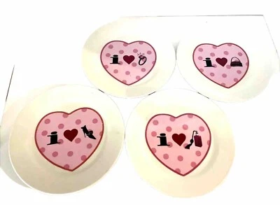 VINTAGE Retro Dessert Heart's Plates 8" HIGH HEELS Set of 4 Pieces - Image 1 of 4