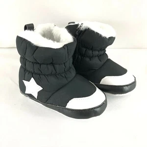 Toddler Boys Girls Winter Boots Faux Fur Lined Soft Sole Quilted Black Size 5 - Picture 1 of 4