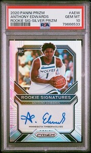 Anthony Edwards 2020 Panini Prizm Silver Rookie Signatures Auto PSA 10 #AEW